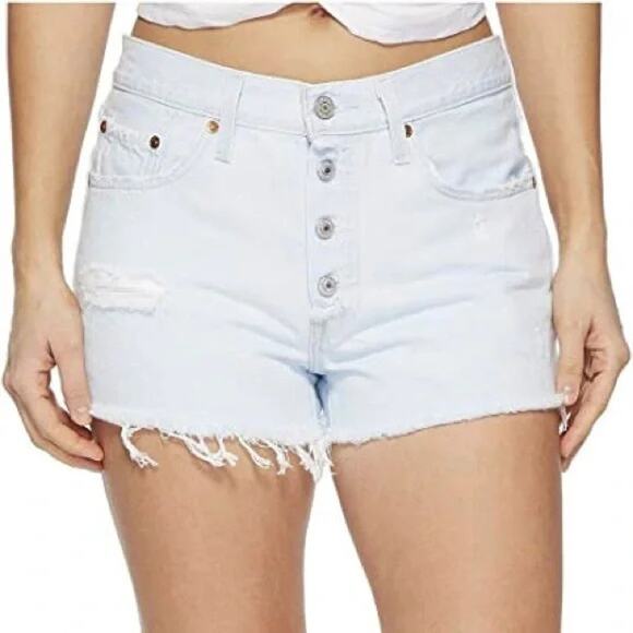 Levi’s Women’s 501 Denim Shorts Button Fly Ripped Distressed Jean Better Love 26 - Picture 1 of 16